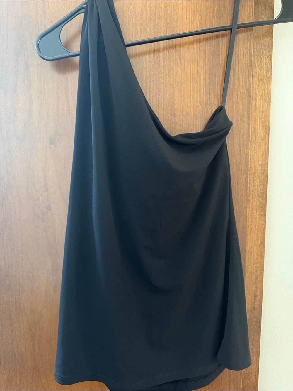LOFT Black One-Shoulder Draped Dress